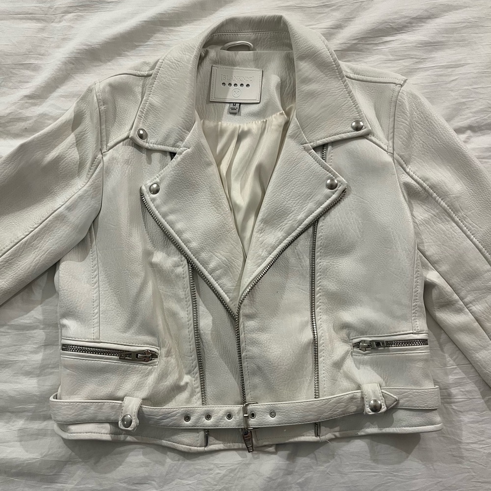 Blank NYC white leather jacket